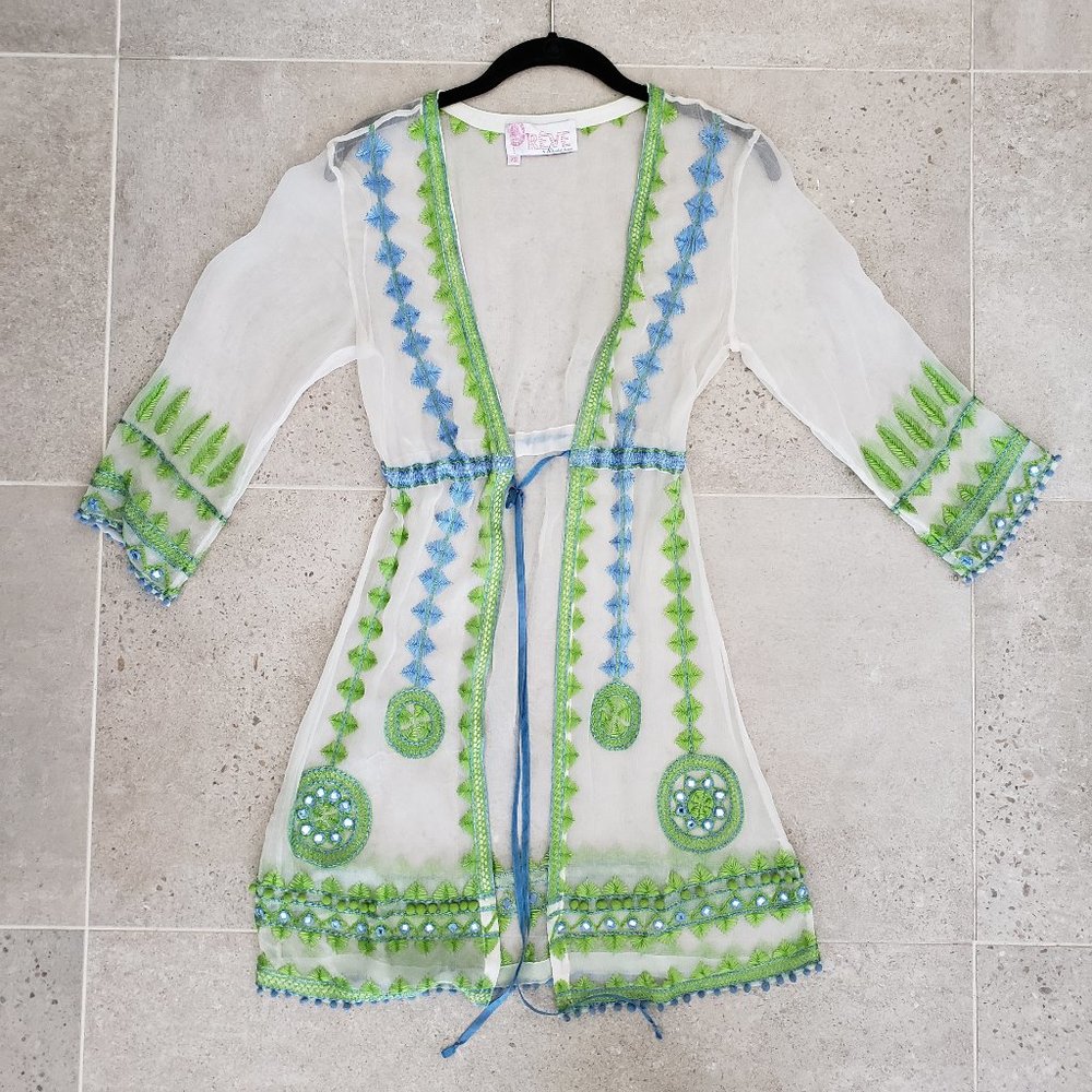Reve by Khushali Kumar Semi Sheer Gauze Tie Kimono